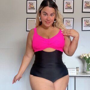 NEW 2026 One Piece Swimsuits Tummy Waisted Bathing Plus Size Pink